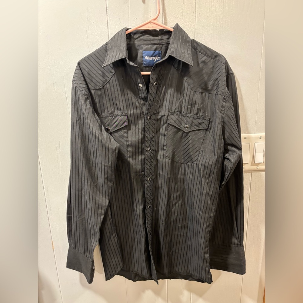 Wrangler Men's Sport Western Dobby Stripe Snap Long Sleeve Shirt